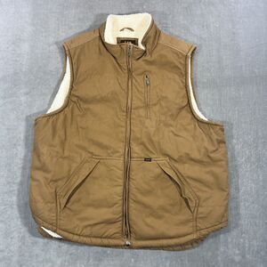Lee Premium Select Mens XXL Brown Canvas Sherpa Lined Insulated‎ Full-Zip Vest